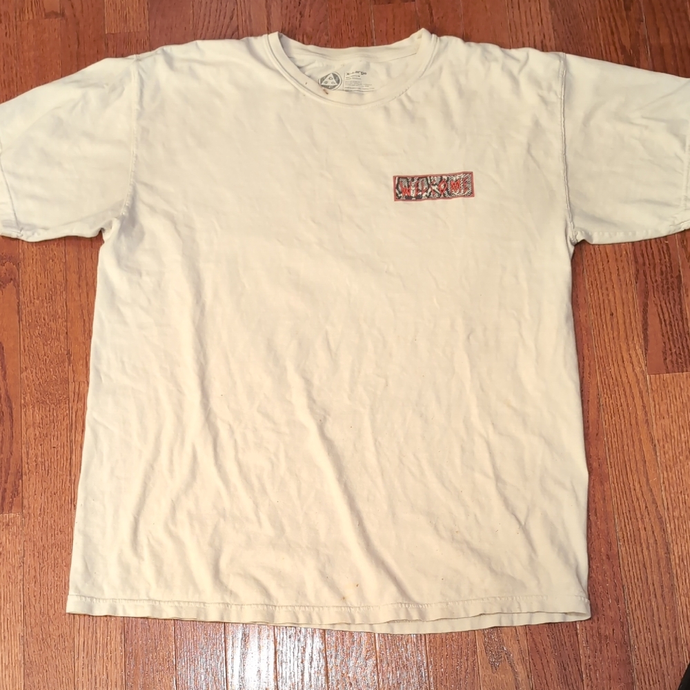 Welcome Skateboards Symbol White Snake Garment Dyed T-Shirt Size XL Beige